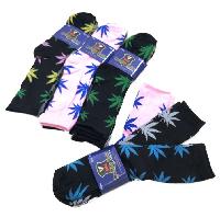 3pr Men's Thin Crew Socks 10-13 [Marijuana Leaf]